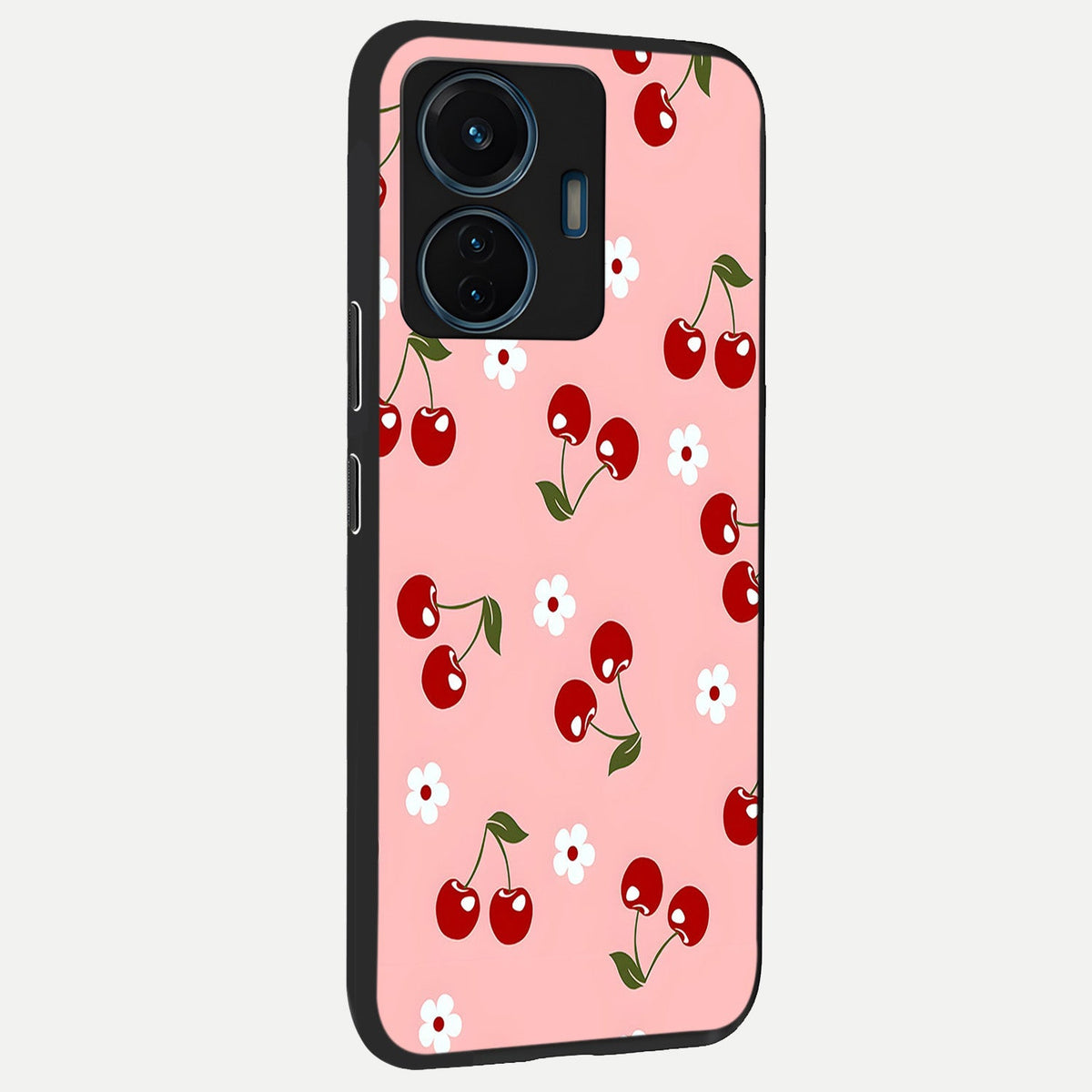  Cherry Love Mood back cover For iQOO Z6 Lite 5G slim fit glass case with vibrant aesthetic design