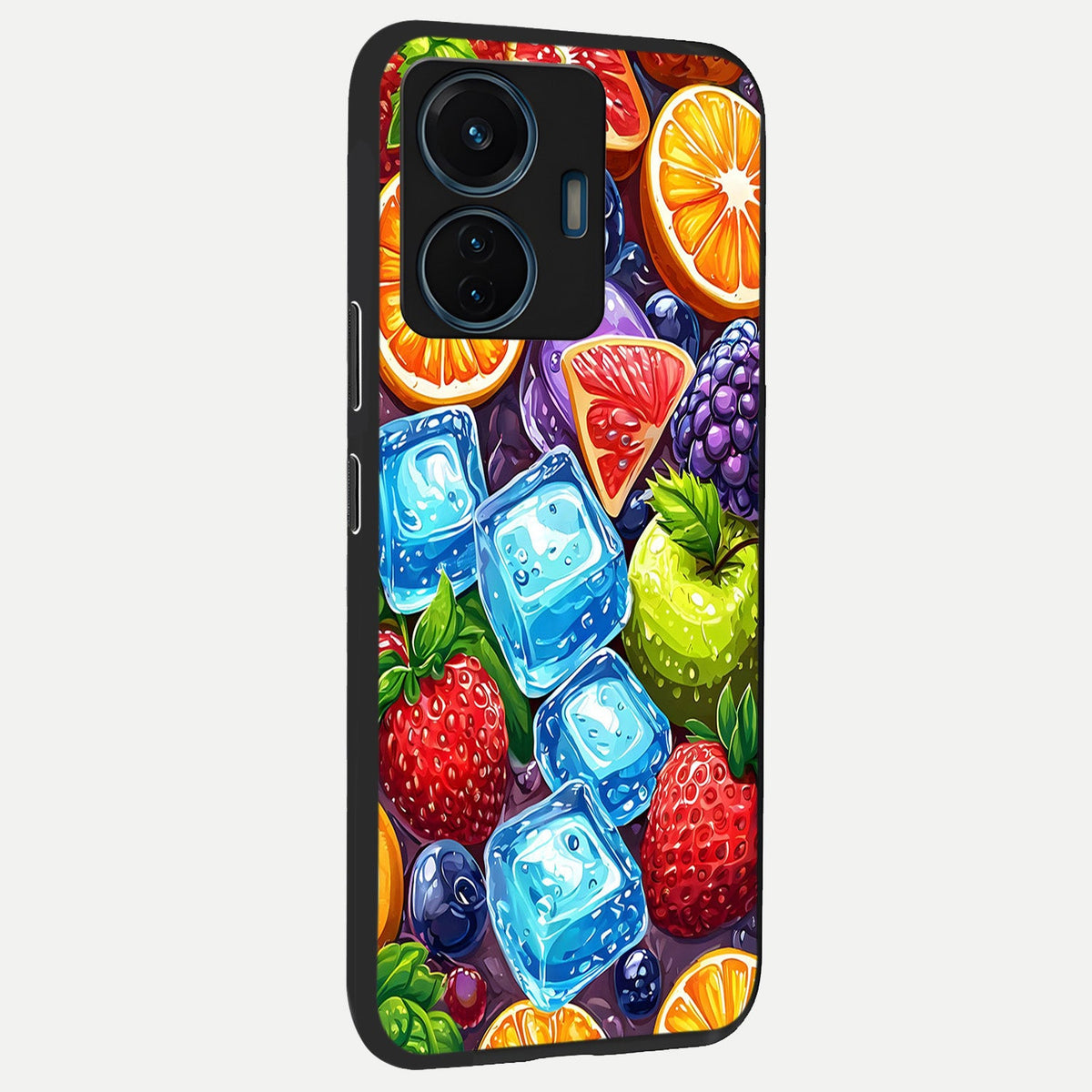  Colorful Fruits with Ice back cover For iQOO Z6 Lite 5G slim fit glass case with vibrant aesthetic design