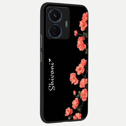  Crimson Bloom Grace Custom Name back cover For iQOO Z6 Lite 5G slim fit glass case with vibrant aesthetic design