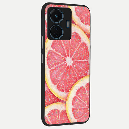  Glitter Grapefruit back cover For iQOO Z6 Lite 5G slim fit glass case with vibrant aesthetic design