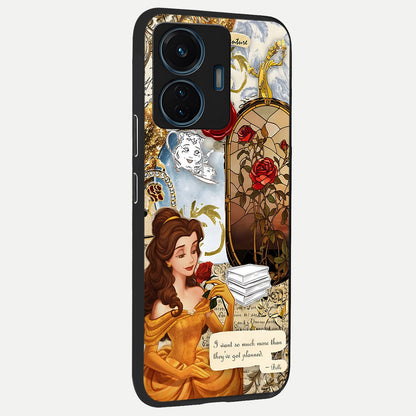  Golden Dream Belle back cover For iQOO Z6 Lite 5G slim fit glass case with vibrant aesthetic design