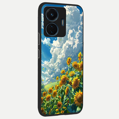  Golden Sun Glory back cover For iQOO Z6 Lite 5G slim fit glass case with vibrant aesthetic design