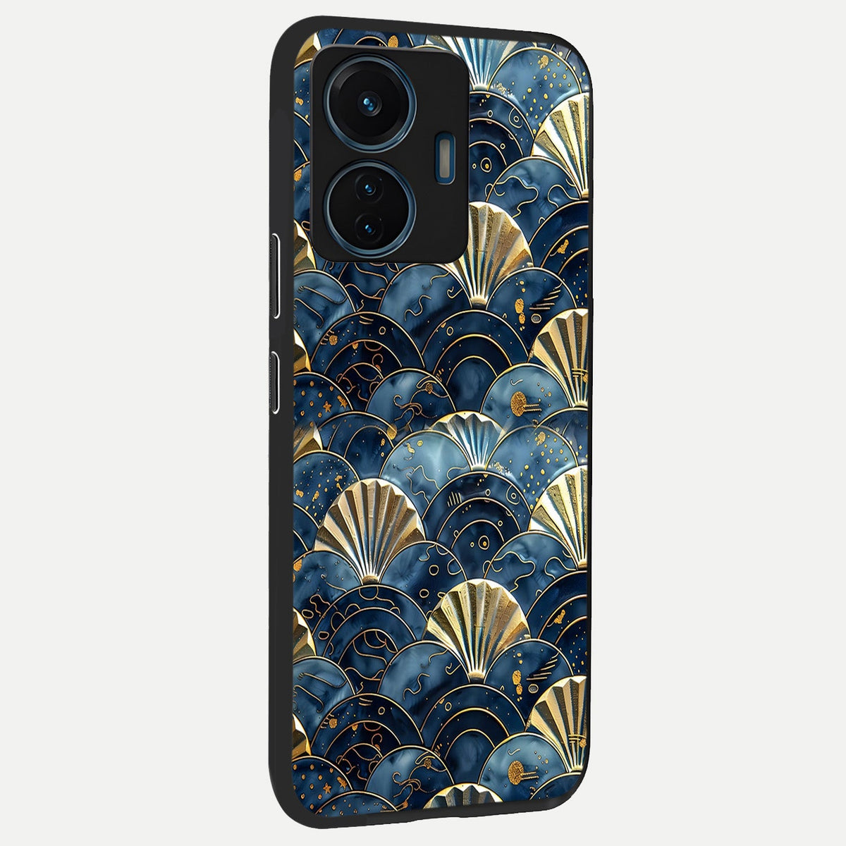  Golden Wave Luxe back cover For iQOO Z6 Lite 5G slim fit glass case with vibrant aesthetic design