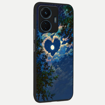  Heart With Moon Sky back cover For iQOO Z6 Lite 5G slim fit glass case with vibrant aesthetic design
