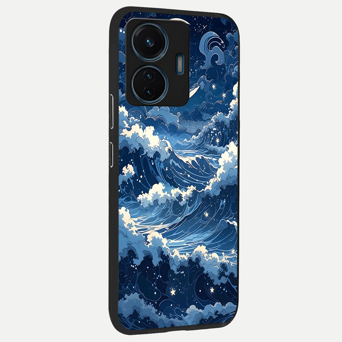  Ocean Moon Waves back cover For iQOO Z6 Lite 5G slim fit glass case with vibrant aesthetic design