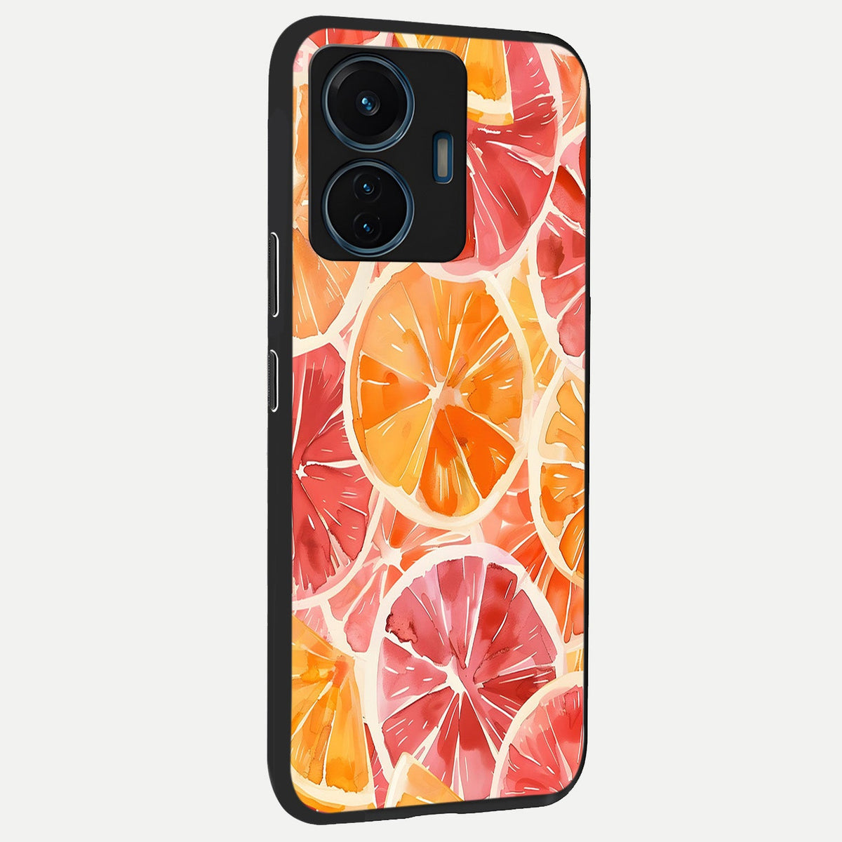  Orange Fruits Pattern back cover For iQOO Z6 Lite 5G slim fit glass case with vibrant aesthetic design