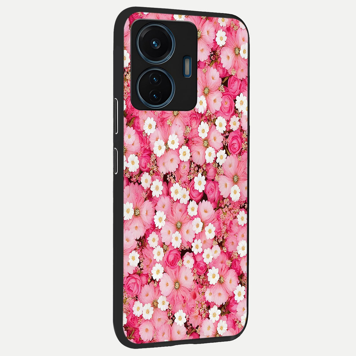  Pink Daisy Bliss back cover For iQOO Z6 Lite 5G slim fit glass case with vibrant aesthetic design