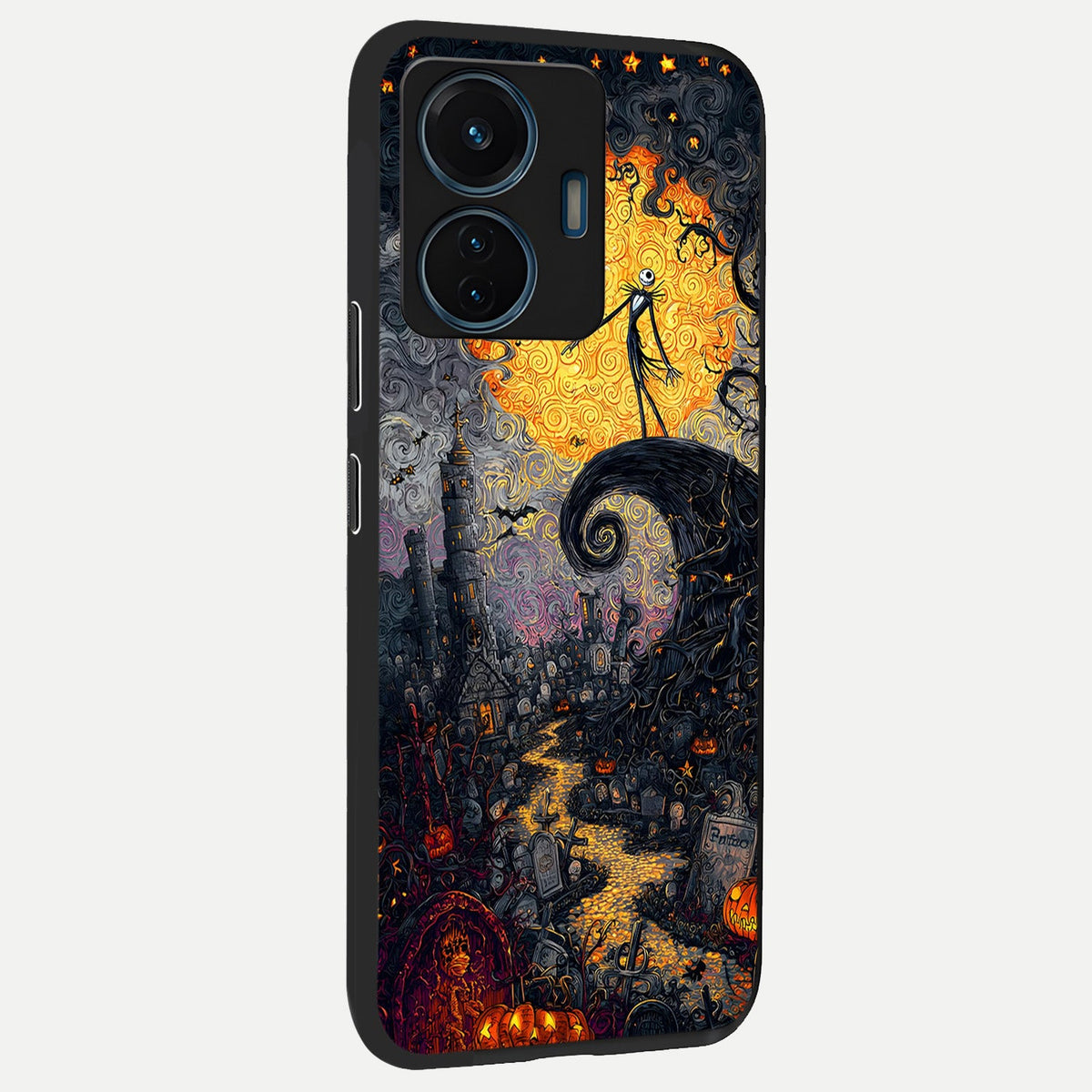  Pumpkin Moon Night back cover For iQOO Z6 Lite 5G slim fit glass case with vibrant aesthetic design