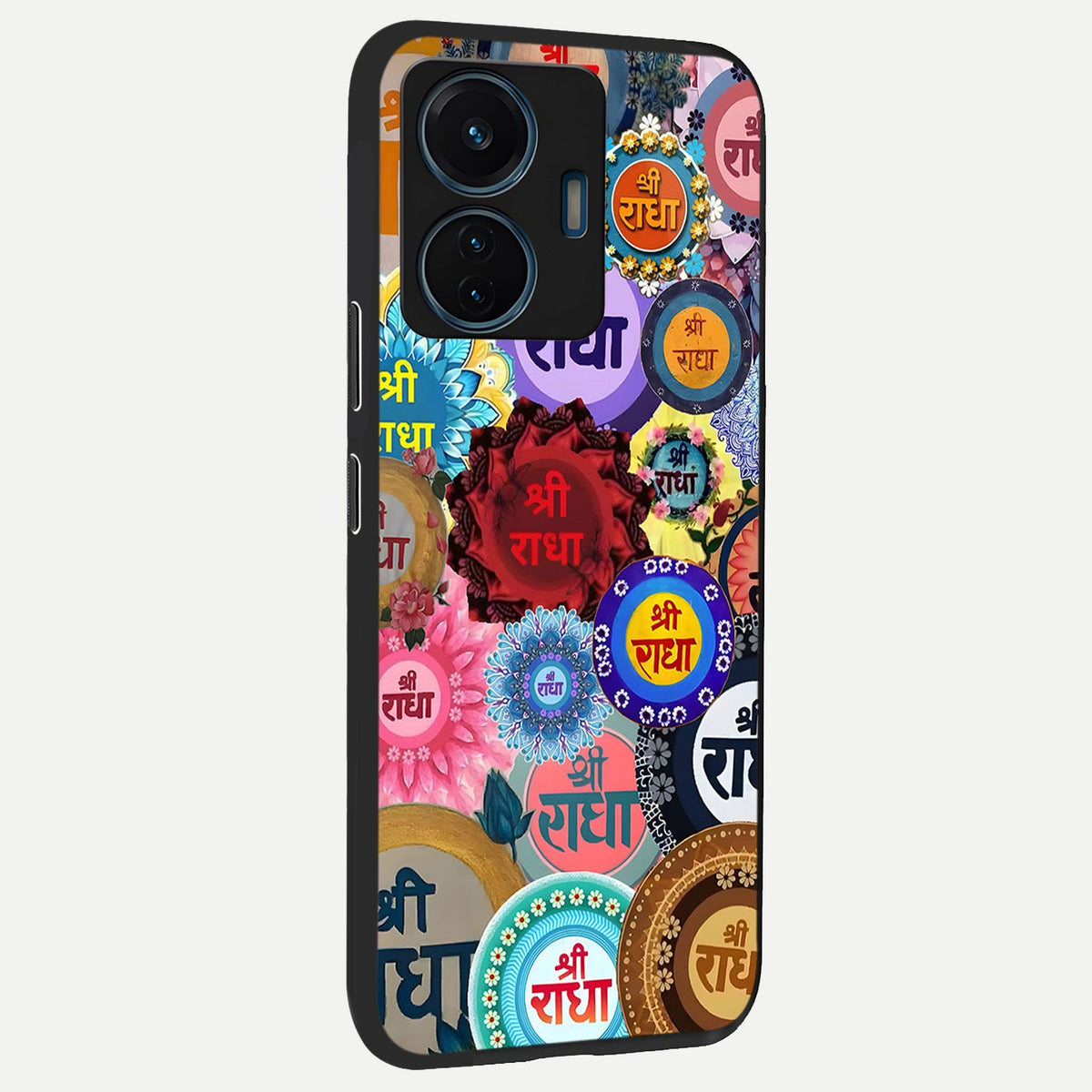  Radha Divine Bloom back cover For iQOO Z6 Lite 5G slim fit glass case with vibrant aesthetic design