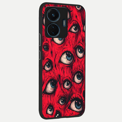  Red Eyes Pattern back cover For iQOO Z6 Lite 5G slim fit glass case with vibrant aesthetic design