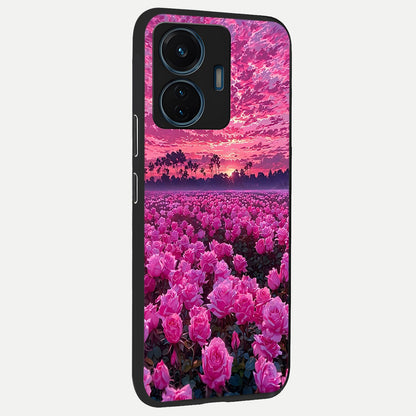  Rose Sunset Valley back cover For iQOO Z6 Lite 5G slim fit glass case with vibrant aesthetic design