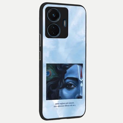  Spiritual Krishna back cover For iQOO Z6 Lite 5G slim fit glass case with vibrant aesthetic design
