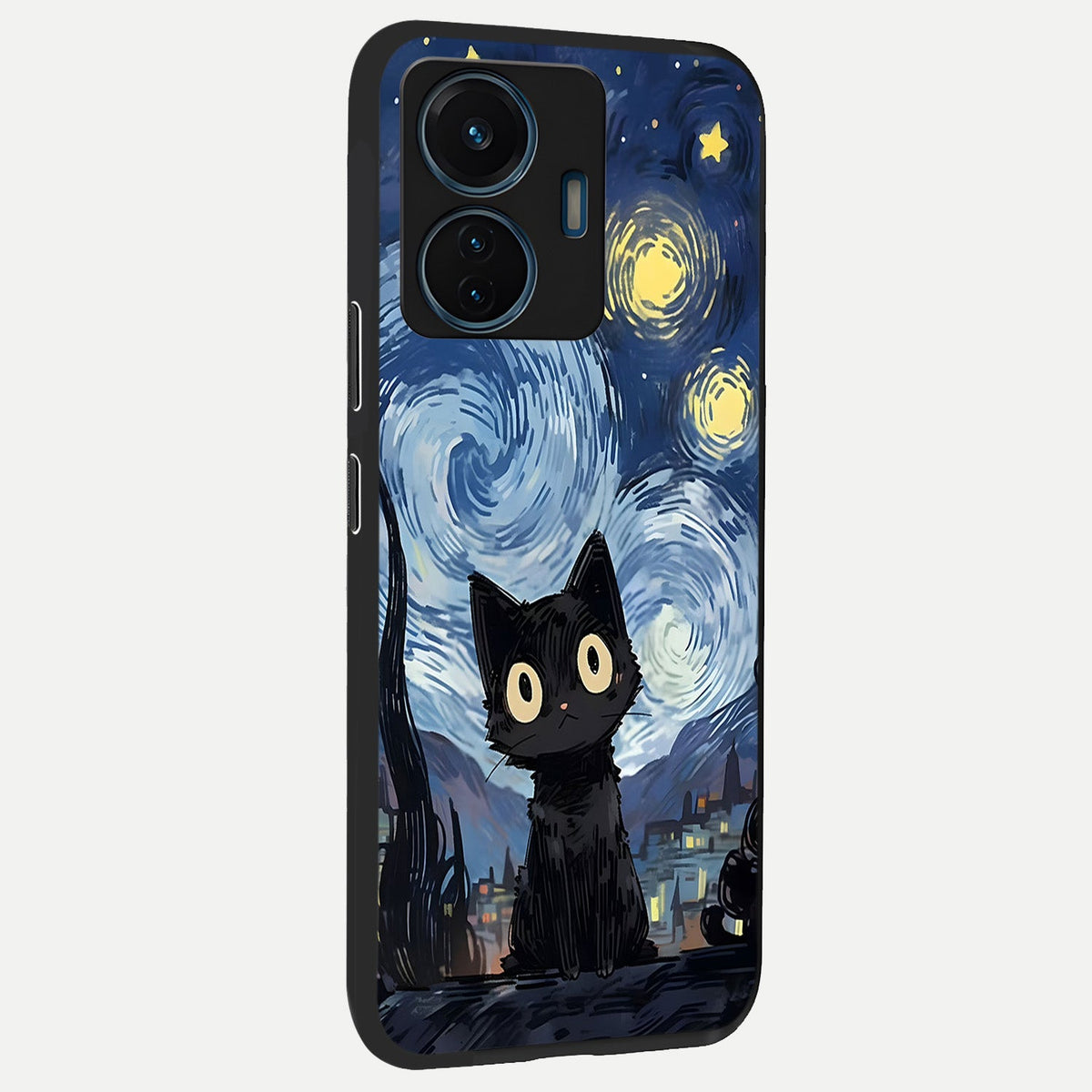  Van Gogh Cat back cover For iQOO Z6 Lite 5G slim fit glass case with vibrant aesthetic design
