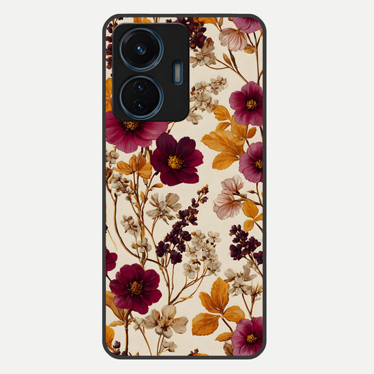  Autumn Wine Bloom Glass Case For iQOO Z6 Lite 5G back cover – full design glossy printed glass finish