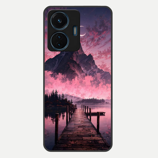  Beautiful Mountain View Glass Case For iQOO Z6 Lite 5G back cover – full design glossy printed glass finish