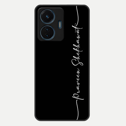 Black Tune Custom Name Glass Case For iQOO Z6 Lite 5G back cover – full design glossy printed glass finish