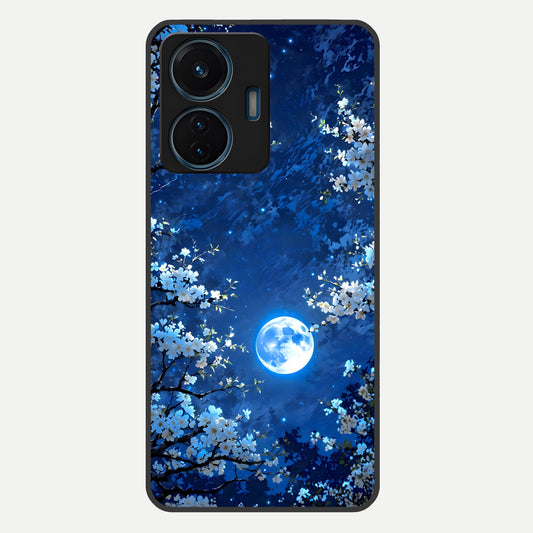  Blossom Moonlight Sky Glass Case For iQOO Z6 Lite 5G back cover – full design glossy printed glass finish