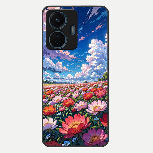  Blossom Sky Field Glass Case For iQOO Z6 Lite 5G back cover – full design glossy printed glass finish