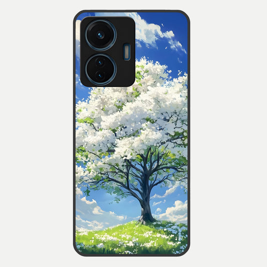 Blossom Sky Serenity Glass Case For iQOO Z6 Lite 5G back cover – full design glossy printed glass finish