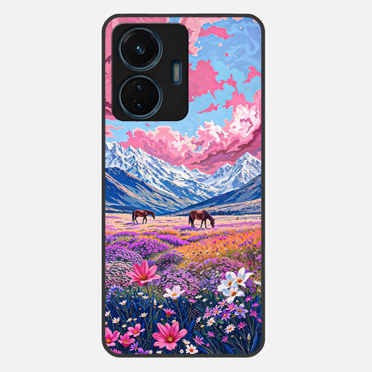  Blossom Valley Dream Glass Case For iQOO Z6 Lite 5G back cover – full design glossy printed glass finish