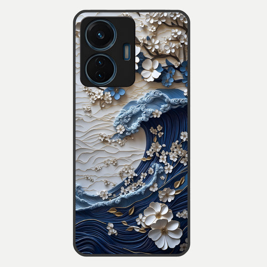  Blossom Wave Art Glass Case For iQOO Z6 Lite 5G back cover – full design glossy printed glass finish