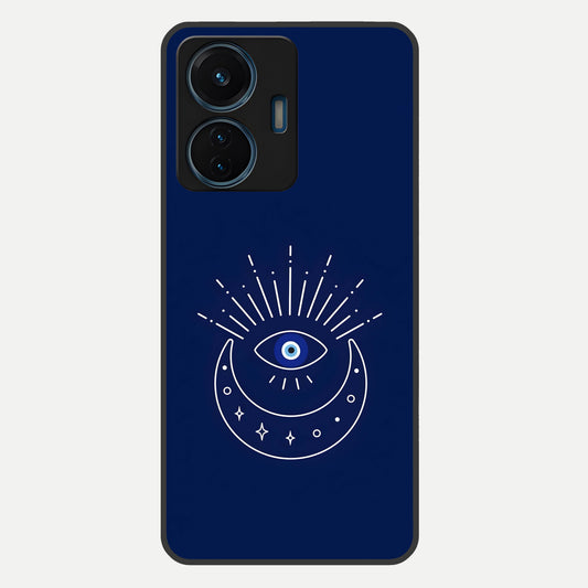  Blue Evil Eye Glass Case For iQOO Z6 Lite 5G back cover – full design glossy printed glass finish