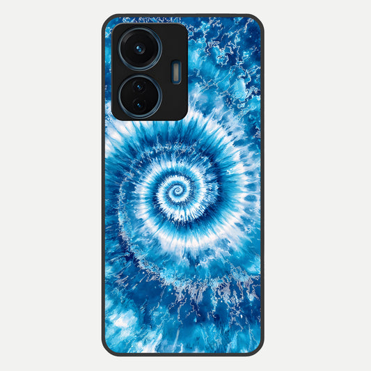  Blue Galaxy Wave Glass Case For iQOO Z6 Lite 5G back cover – full design glossy printed glass finish