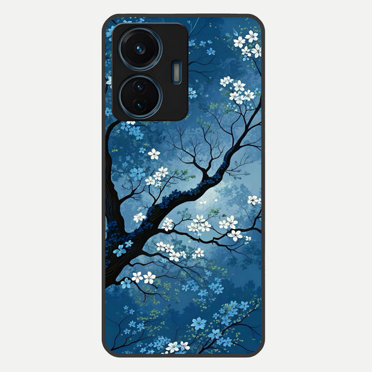  Blue Tree Serenity Glass Case For iQOO Z6 Lite 5G back cover – full design glossy printed glass finish