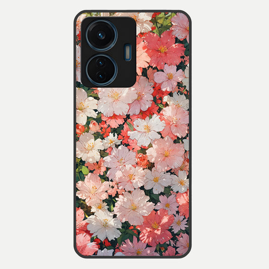  Blush Bloom Field Glass Case For iQOO Z6 Lite 5G back cover – full design glossy printed glass finish
