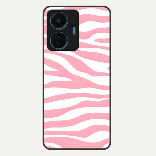  Blush Zebra Flow Glass Case For iQOO Z6 Lite 5G back cover – full design glossy printed glass finish