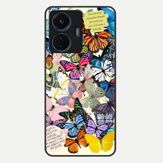  Butterflies Petal Dream Glass Case For iQOO Z6 Lite 5G back cover – full design glossy printed glass finish