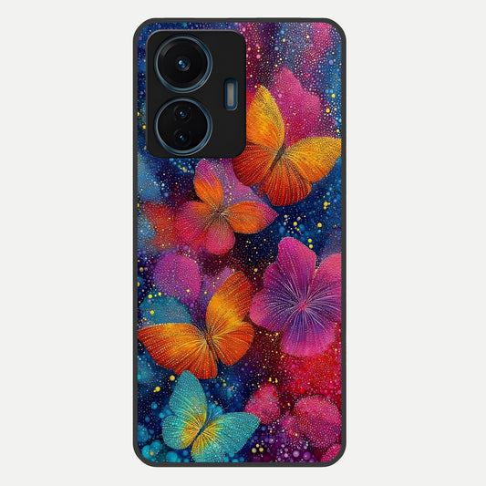  Butterfly Dream Mist Glass Case For iQOO Z6 Lite 5G back cover – full design glossy printed glass finish