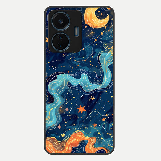  Celestial Dream Flow Glass Case For iQOO Z6 Lite 5G back cover – full design glossy printed glass finish