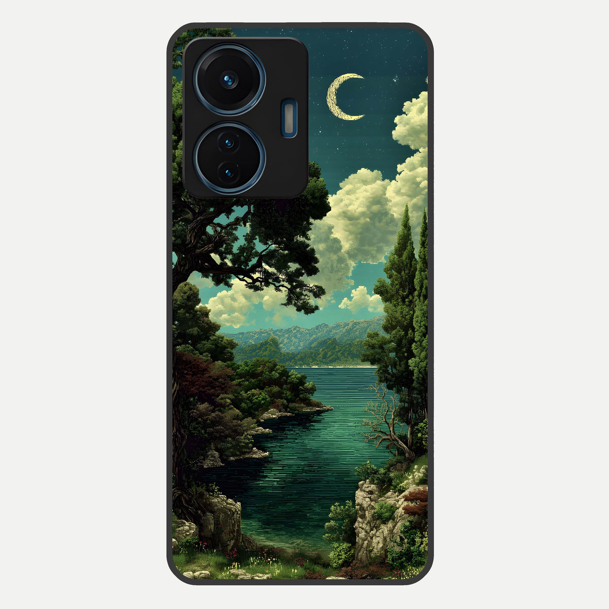  Celestial Lake Peace Glass Case For iQOO Z6 Lite 5G back cover – full design glossy printed glass finish