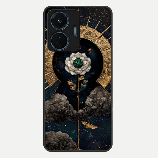  Celestial Lotus Morang Glass Case For iQOO Z6 Lite 5G back cover – full design glossy printed glass finish