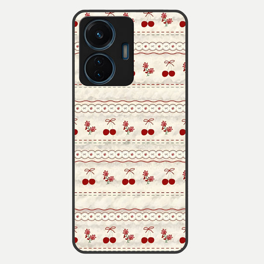  Cherry Bloom Charm Glass Case For iQOO Z6 Lite 5G back cover – full design glossy printed glass finish