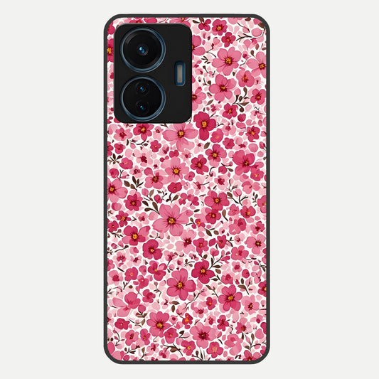  Cherry Blossom Charm Glass Case For iQOO Z6 Lite 5G back cover – full design glossy printed glass finish