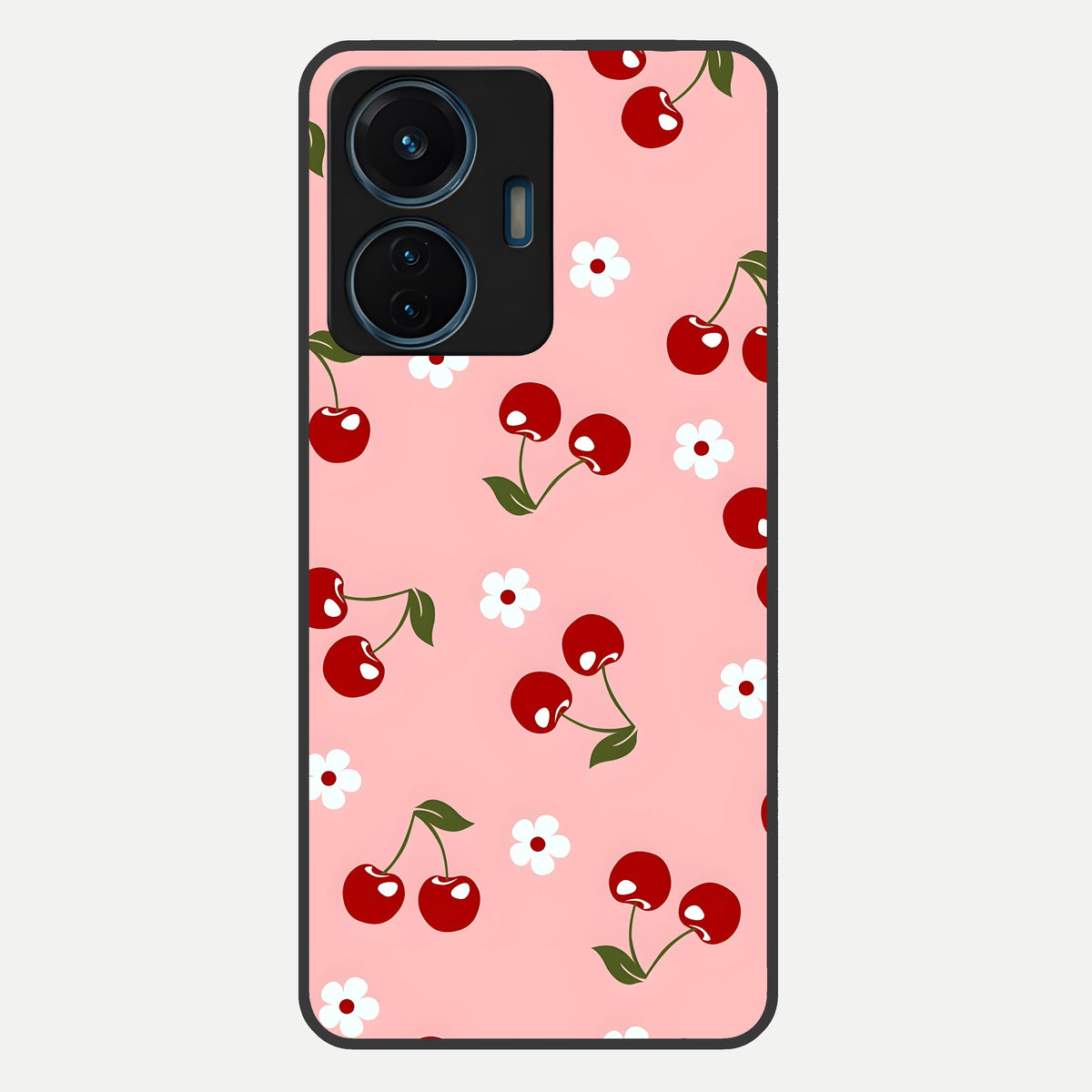  Cherry Love Mood Glass Case For iQOO Z6 Lite 5G back cover – full design glossy printed glass finish