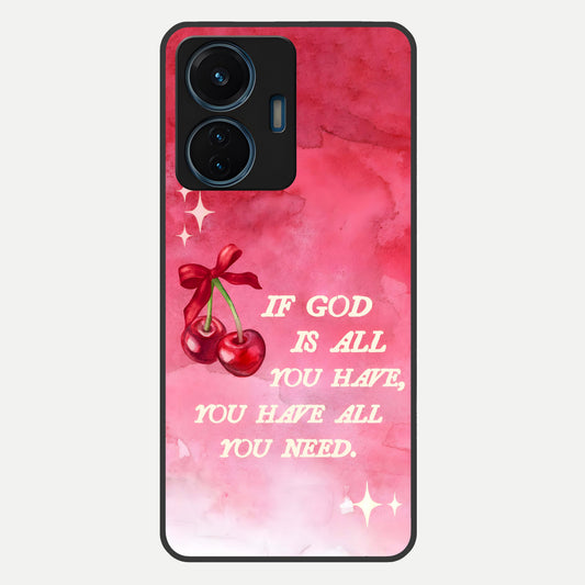  Cherry Quote Glass Case For iQOO Z6 Lite 5G back cover – full design glossy printed glass finish