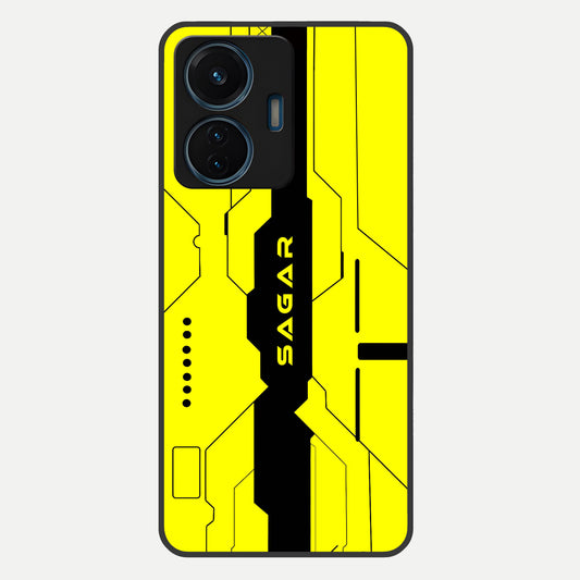  Circuit CYBERPUNK Custom Name Glass Case For iQOO Z6 Lite 5G back cover – full design glossy printed glass finish