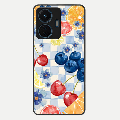  Citrus Bloom Joy Glass Case For iQOO Z6 Lite 5G back cover – full design glossy printed glass finish