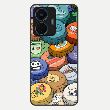  Coins Patterns Glass Case For iQOO Z6 Lite 5G back cover – full design glossy printed glass finish