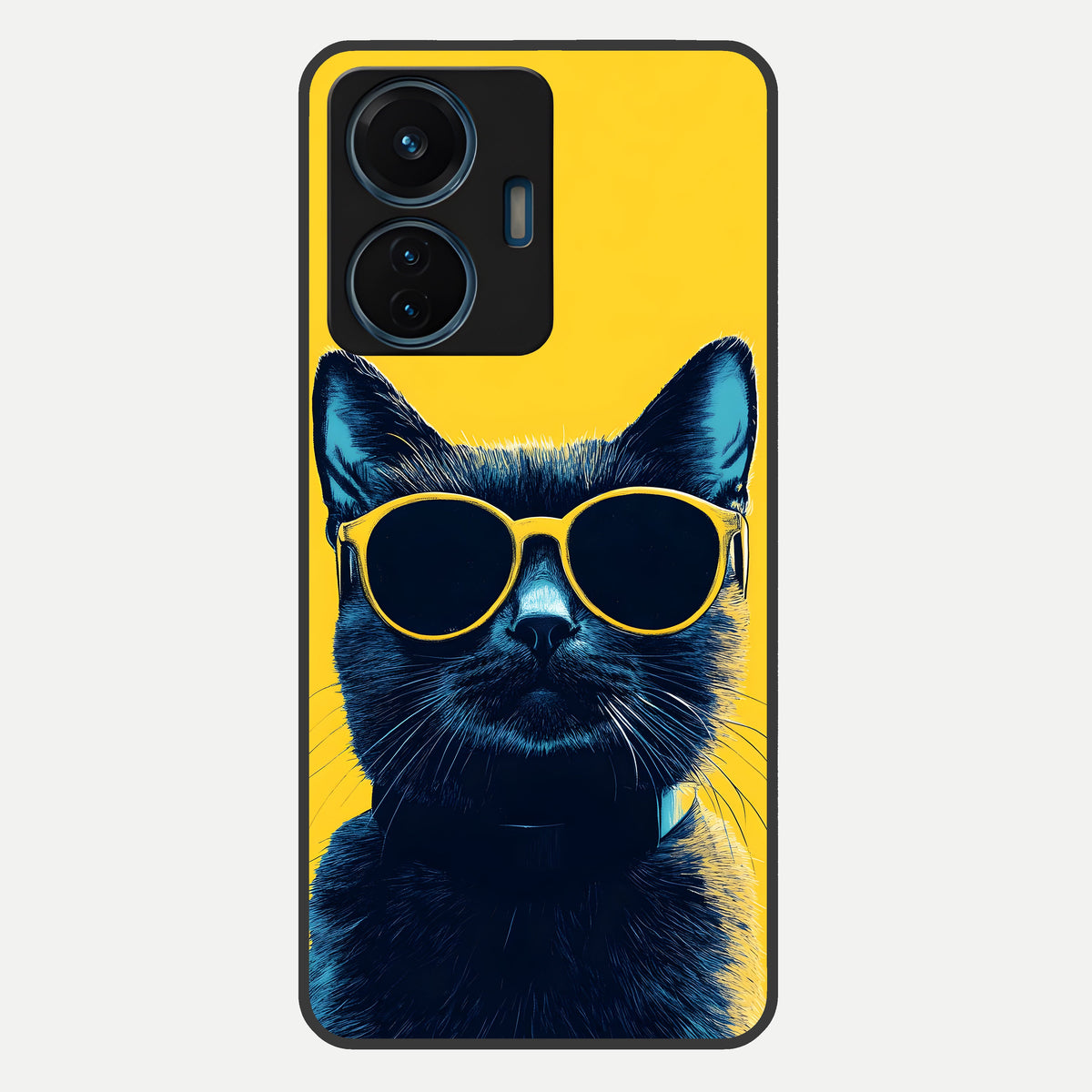  Cool Cat Vibes Glass Case For iQOO Z6 Lite 5G back cover – full design glossy printed glass finish