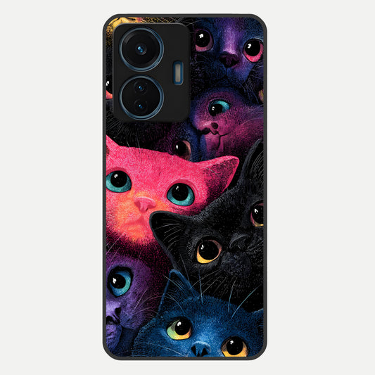  Cosmic Cats Dreams Glass Case For iQOO Z6 Lite 5G back cover – full design glossy printed glass finish