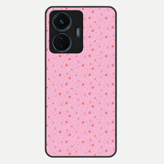  Cosmic Pink Sparkle Glass Case For iQOO Z6 Lite 5G back cover – full design glossy printed glass finish