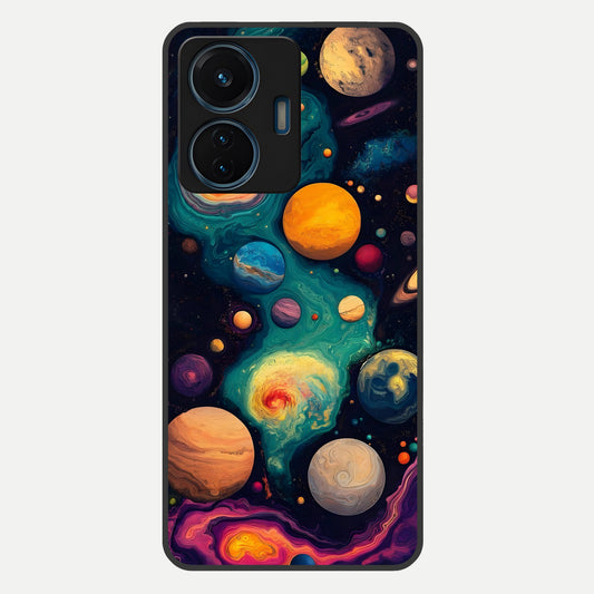  Cosmic Planet Journey Glass Case For iQOO Z6 Lite 5G back cover – full design glossy printed glass finish