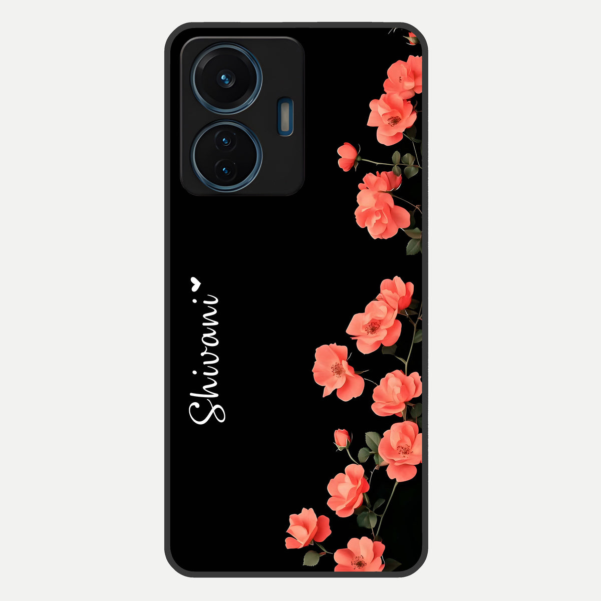  Crimson Bloom Grace Custom Name Glass Case For iQOO Z6 Lite 5G back cover – full design glossy printed glass finish