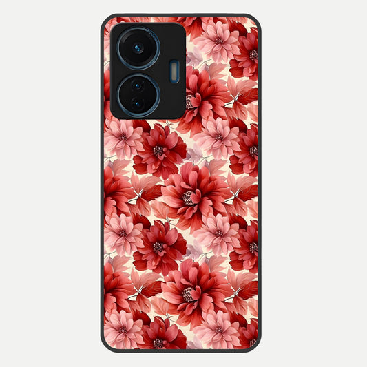 Crimson Love Petals Glass Case For iQOO Z6 Lite 5G back cover – full design glossy printed glass finish