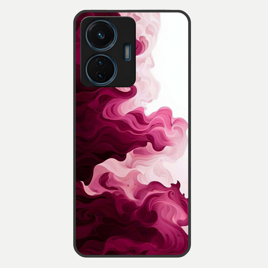  Crimson Wave Flow Glass Case For iQOO Z6 Lite 5G back cover – full design glossy printed glass finish