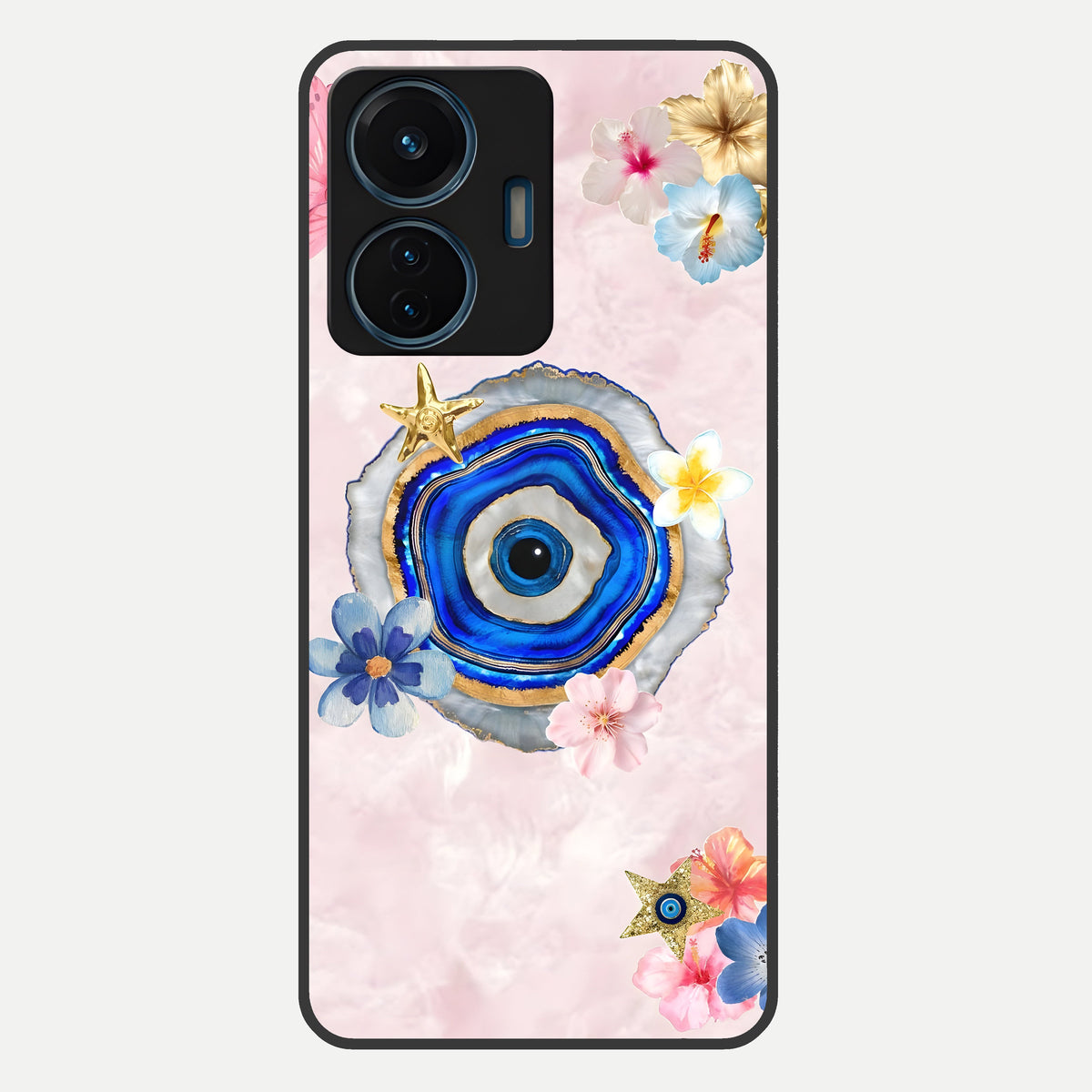  Divine Aura Bloom Glass Case For iQOO Z6 Lite 5G back cover – full design glossy printed glass finish
